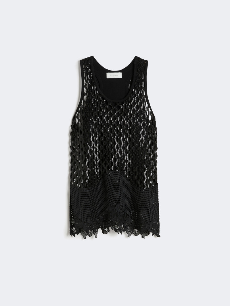 AQUILE Sequinned mesh top - BLACK 1
