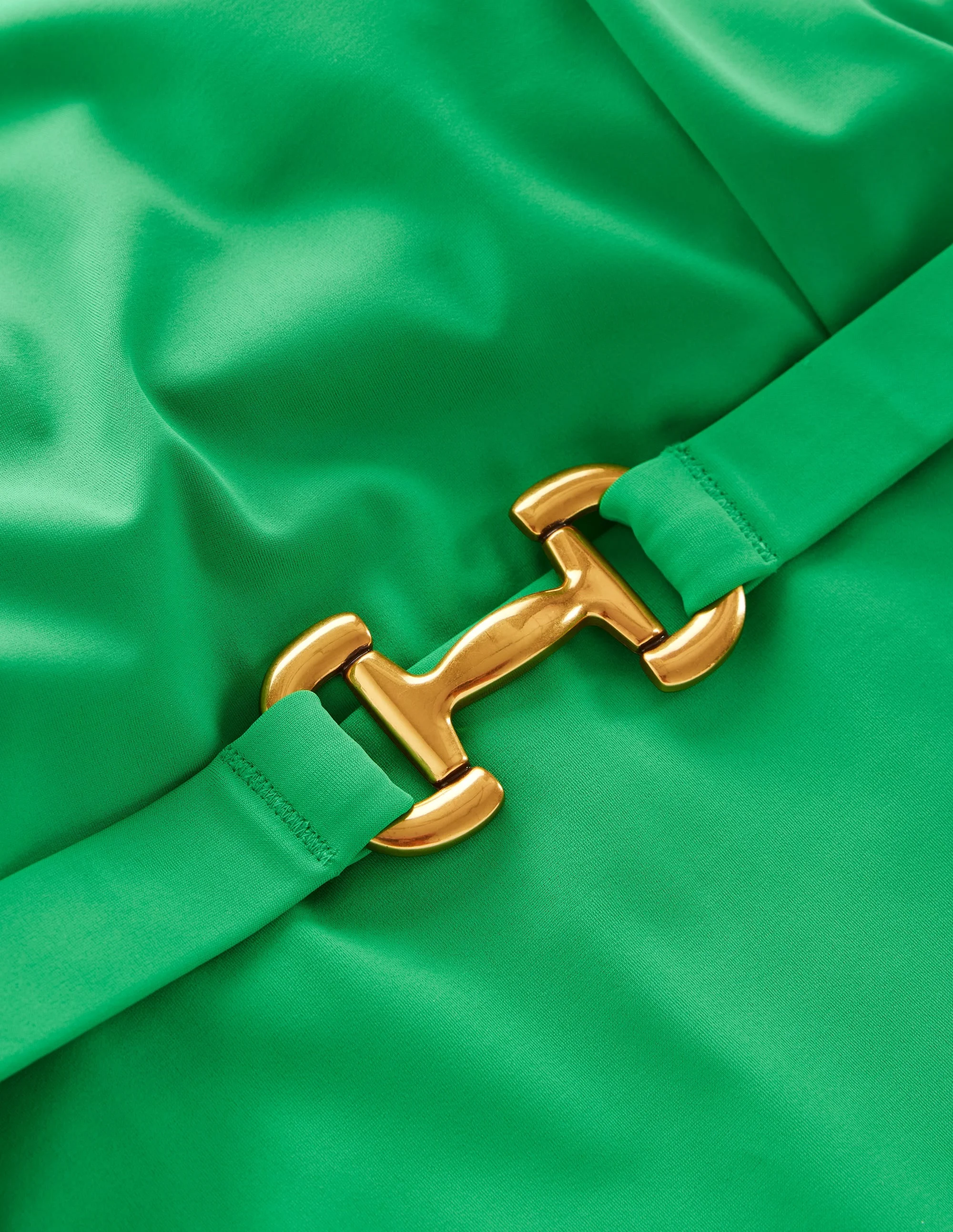 Lefkada Square Neck Swimsuit-Green Snaffle - 1