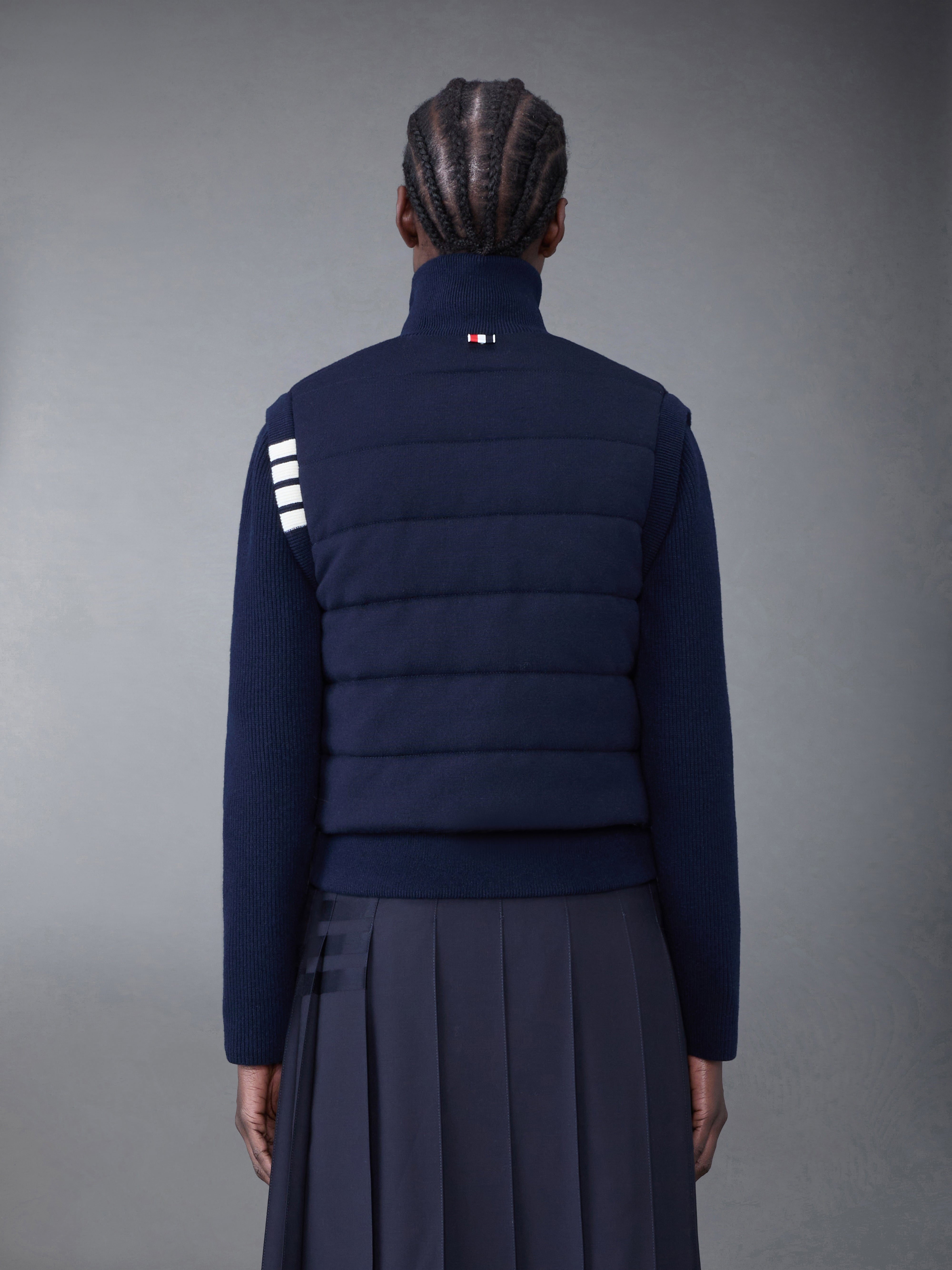 FINE MERINO AND JERSEY REVERSIBLE DOWN 4-BAR FUNNEL NECK JACKET - 3