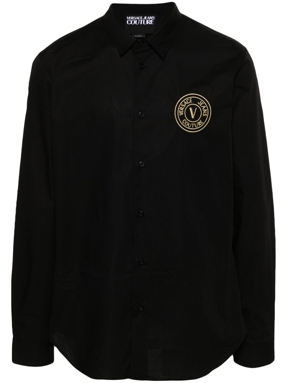 logo-embroidered cotton shirt - 1