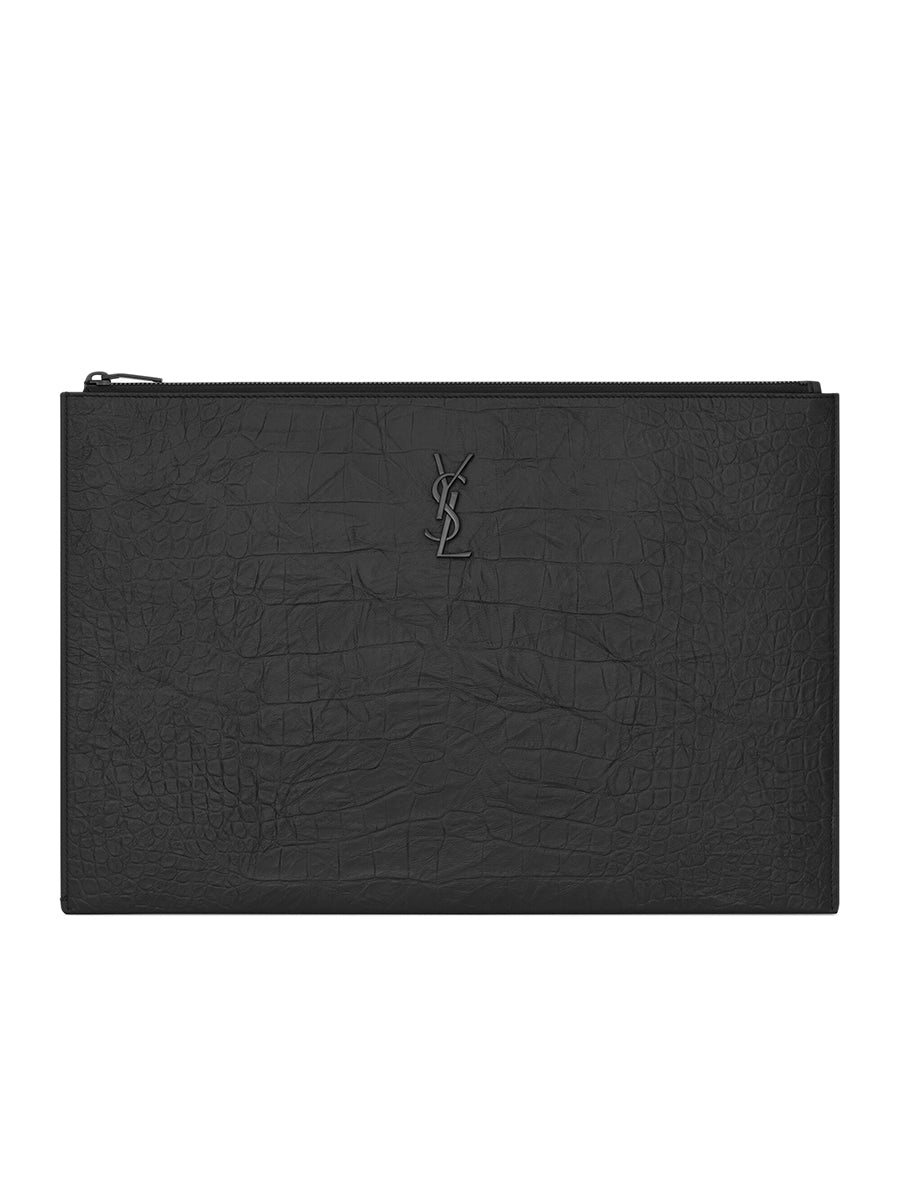 Monogram Document Holder in Crocodile Embossed Leather - 1