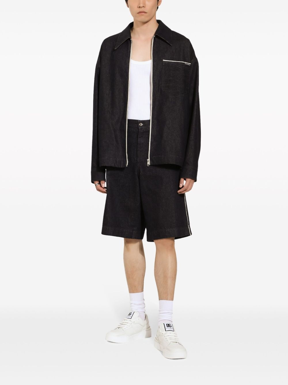 logo-print cotton jacket - 3
