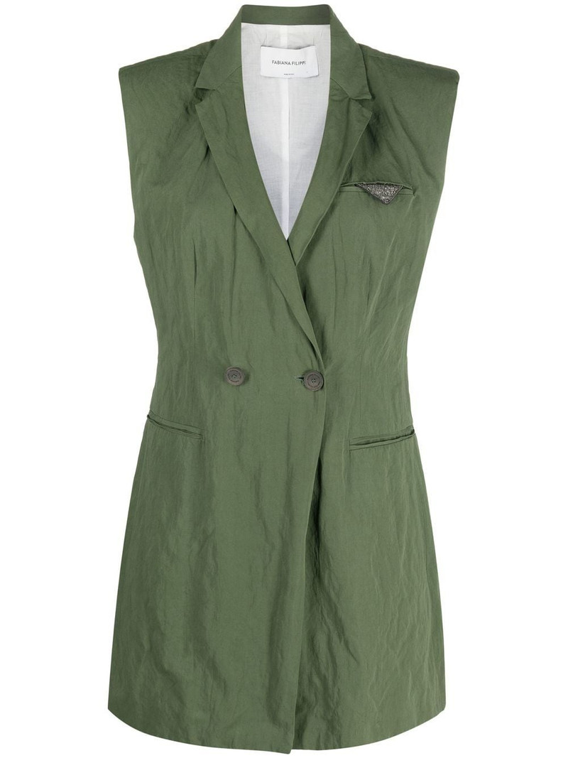 sleeveless double-breasted blazer 1