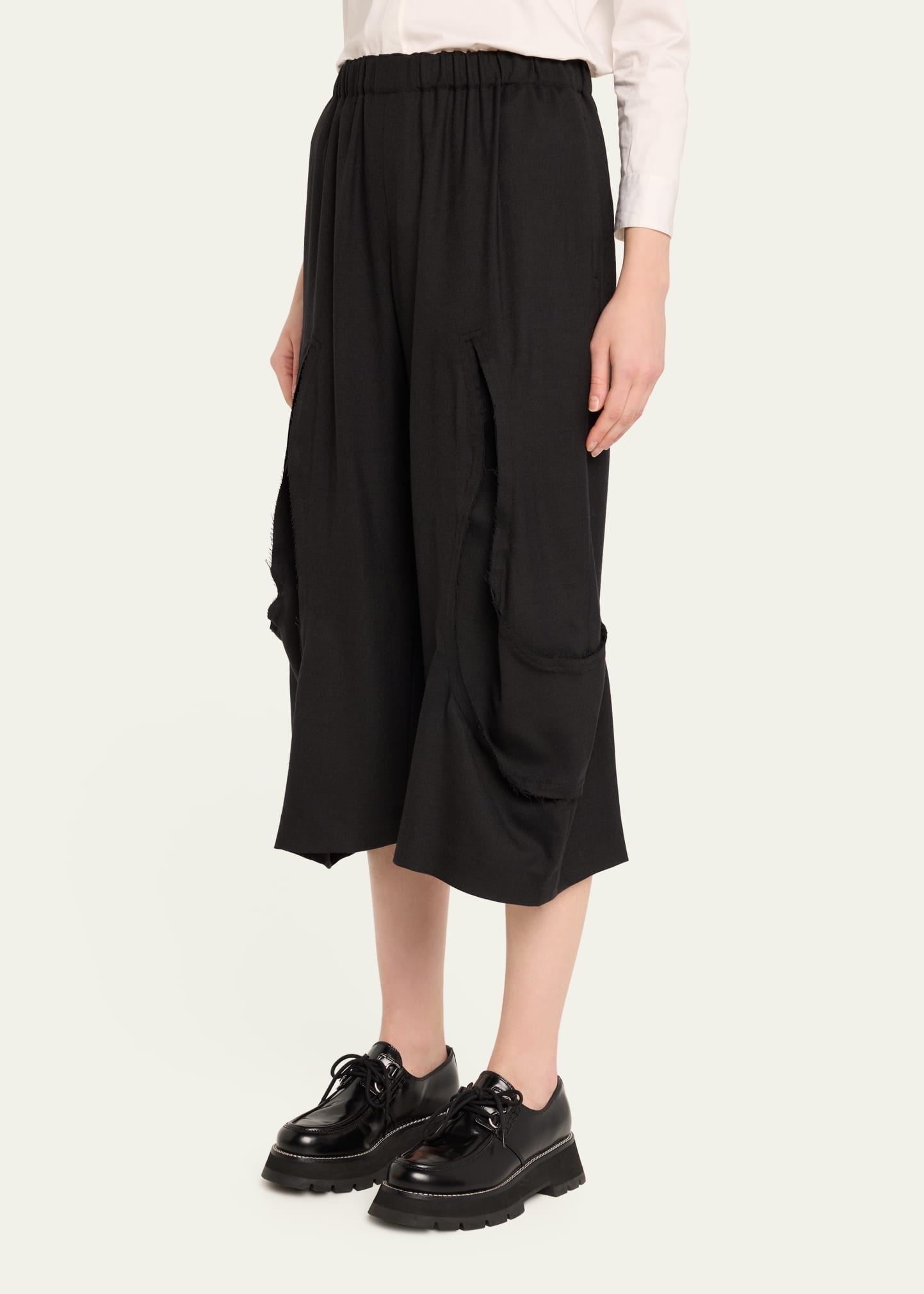 Cropped Raw-Cut Wool Pants - 4