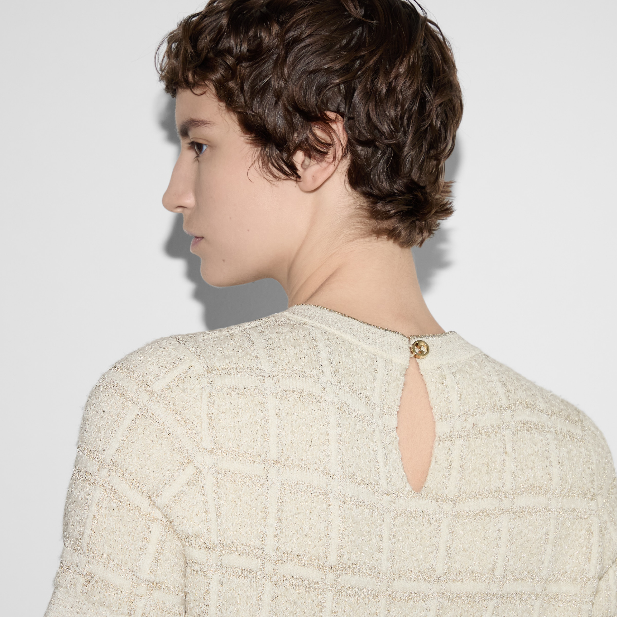 Wool and lamé check jacquard top - 5