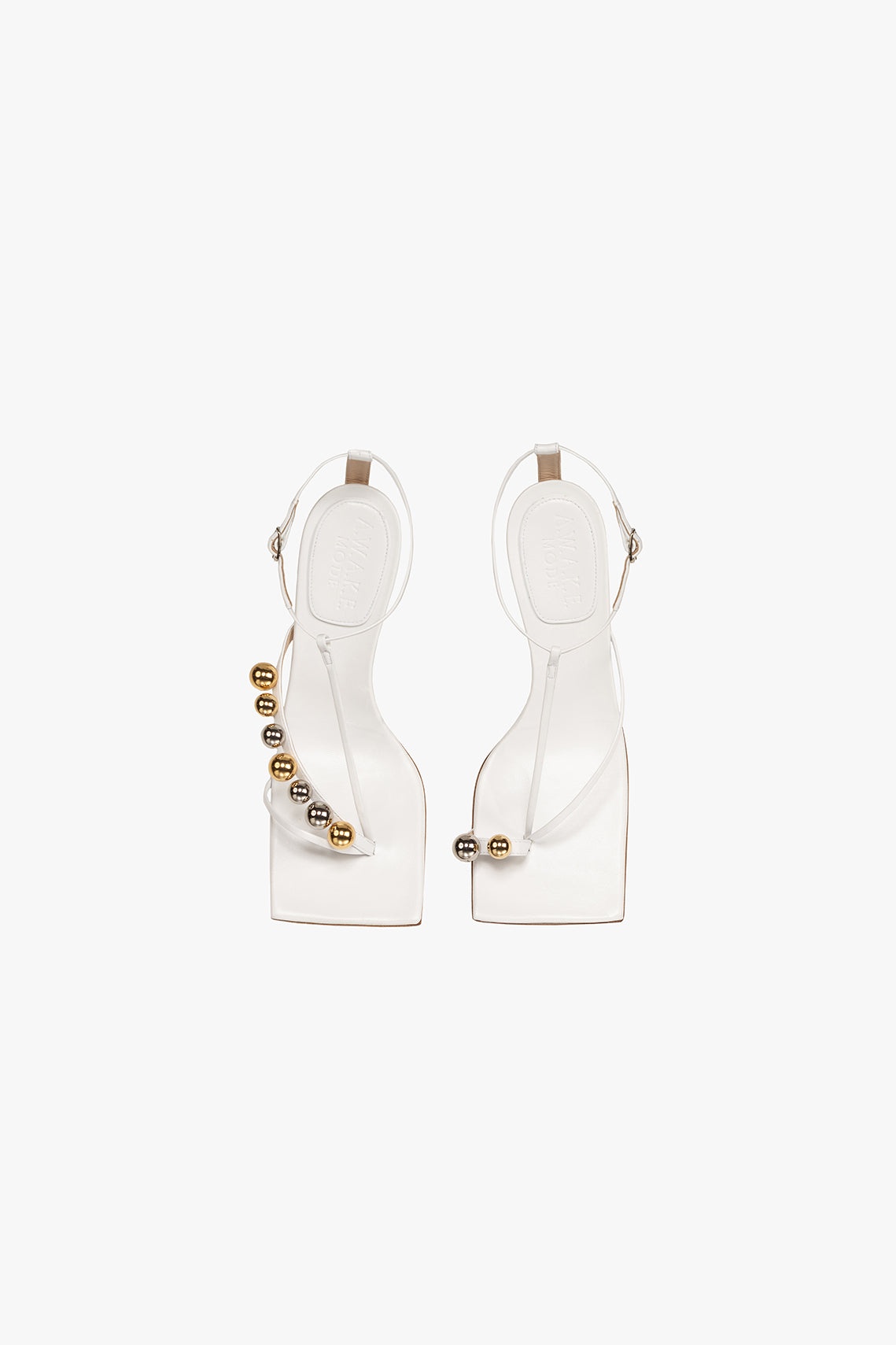 DELTA T-EMBELLISHED STRAP HEEL SANDAL WHITE - 6