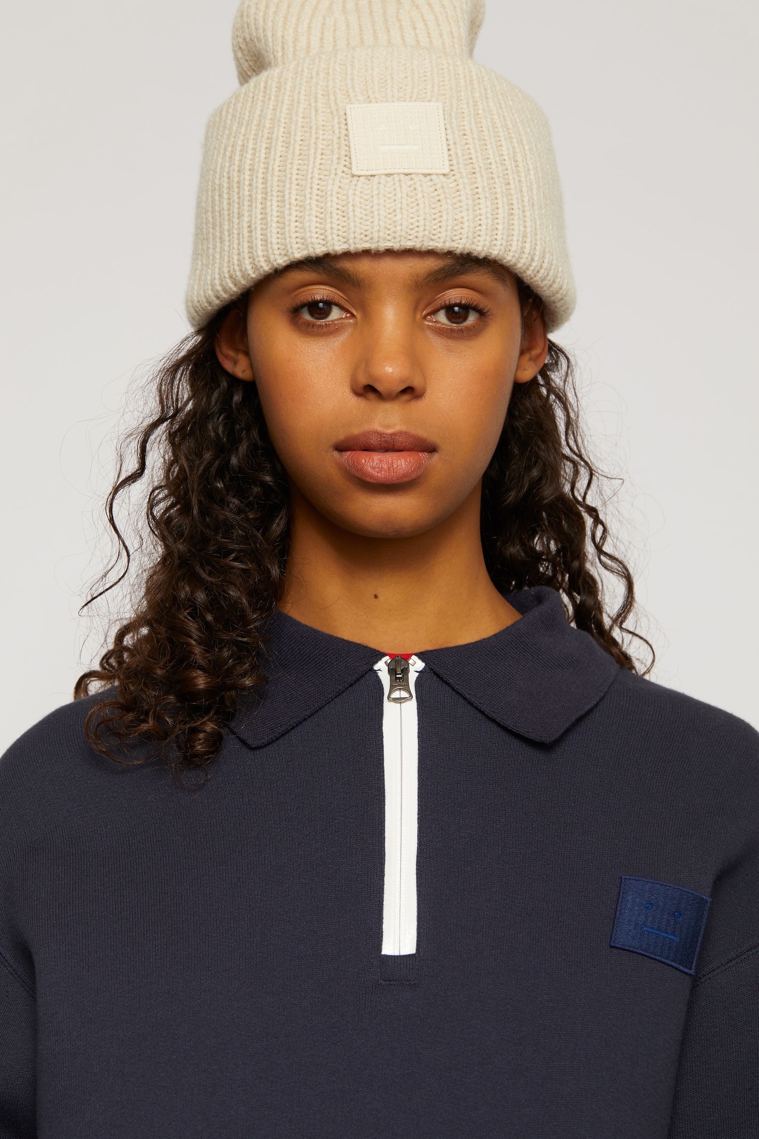 Oversized point collar sweatshirt navy - 4