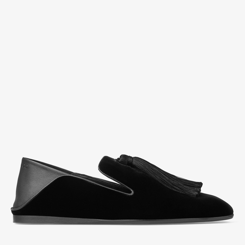 Eliot Slipper Black Velvet Slippers with Tassel 1