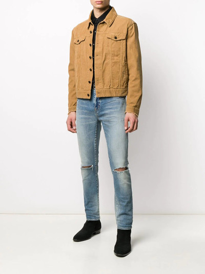 SAINT LAURENT distressed detail slim-fit jeans outlook