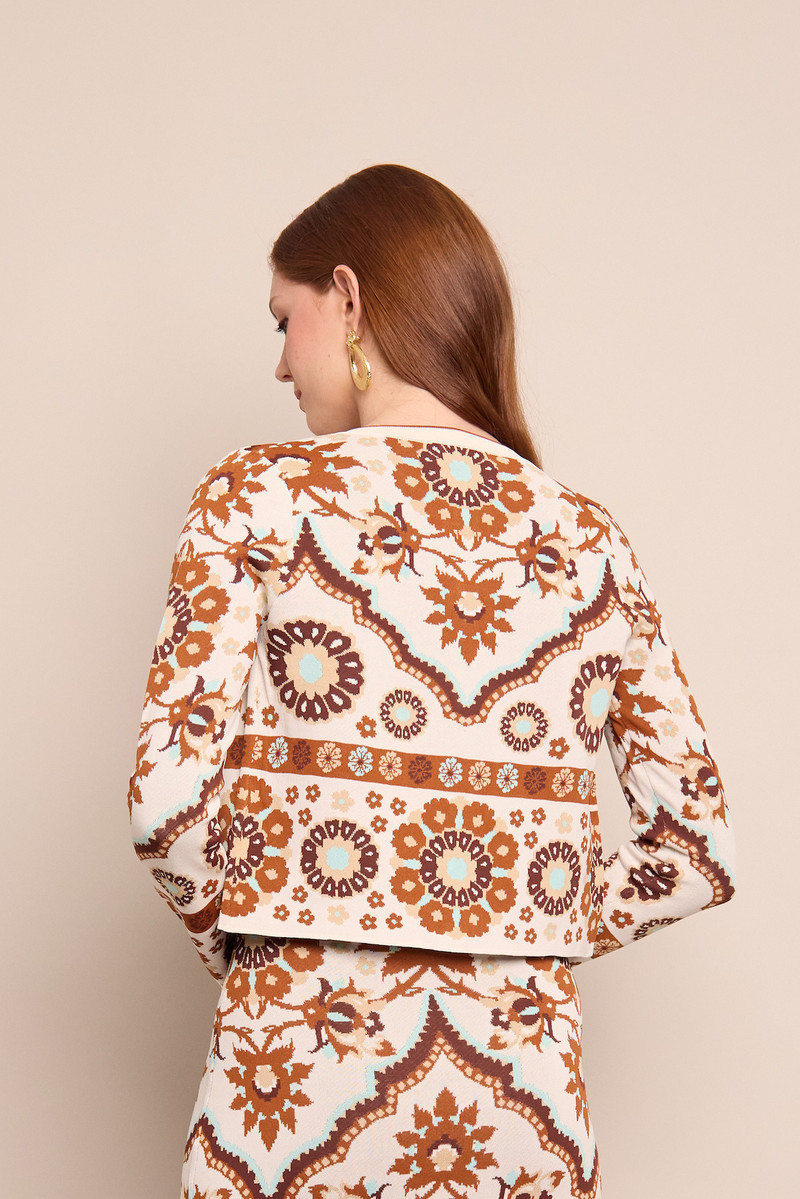 Ila Cardigan Softly Structured, Finished in Tonal Jacquard 3