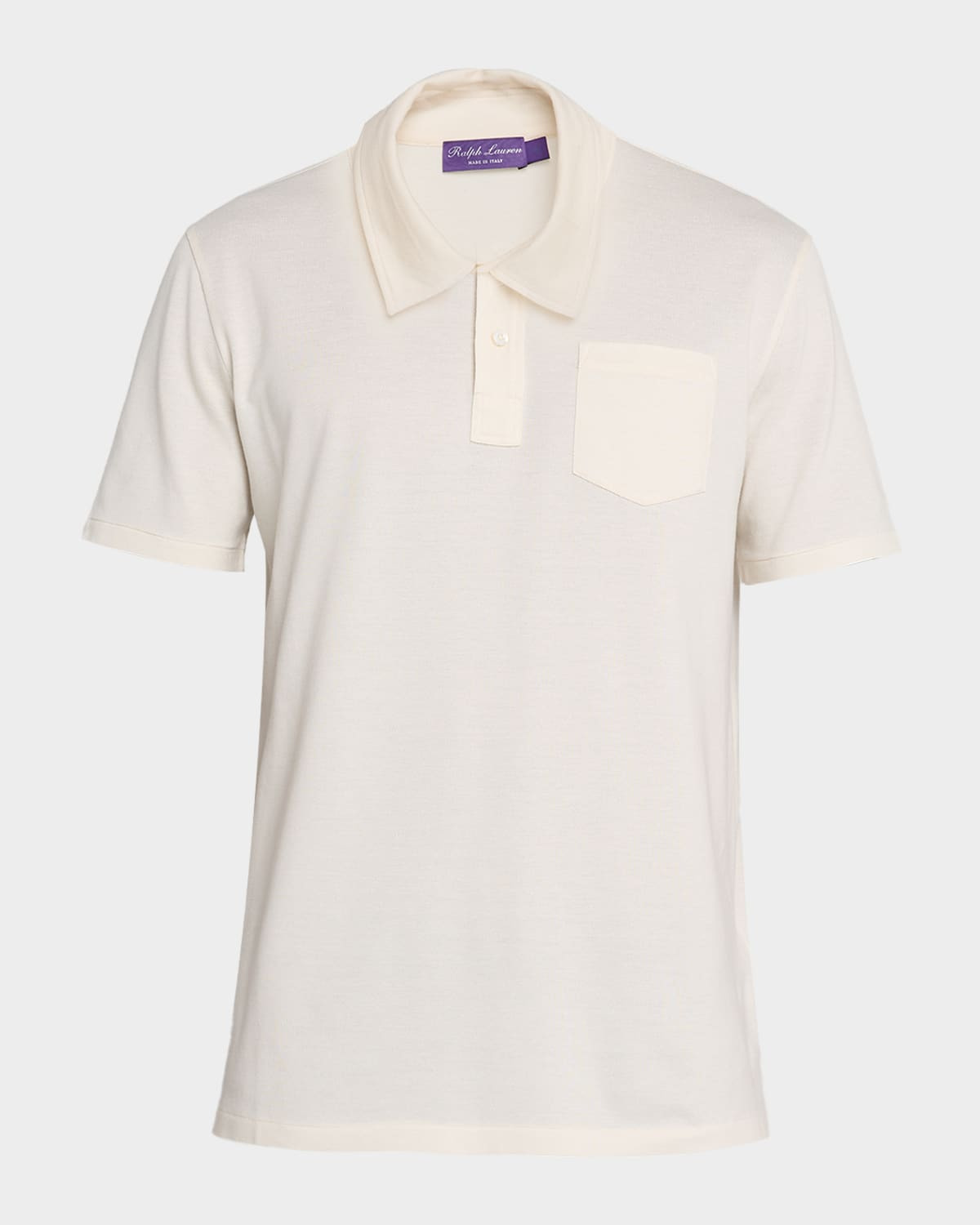 Men's Cotton and Cashmere Pique Pocket Polo Shirt - 1