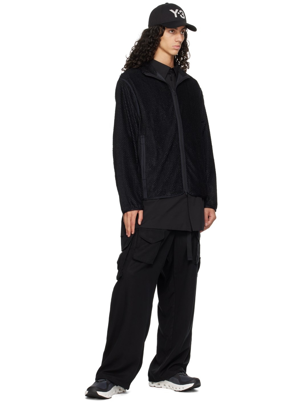 Black Waffle Warp Knit Jacket - 4