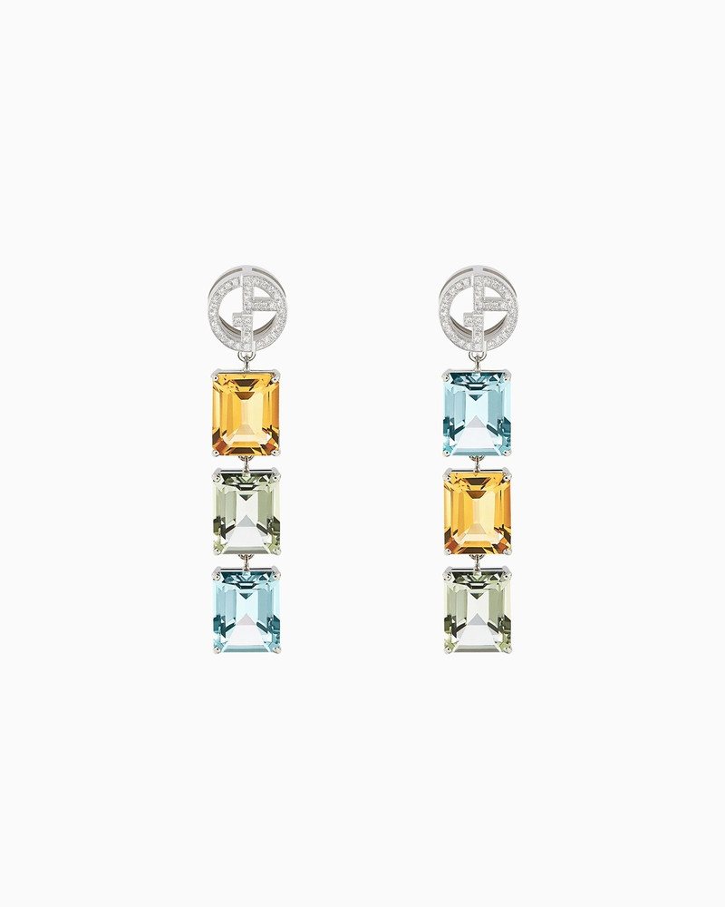18K WHITE-GOLD, DIAMOND-AND-GEMSTONE BORGONUOVO EARRINGS 1
