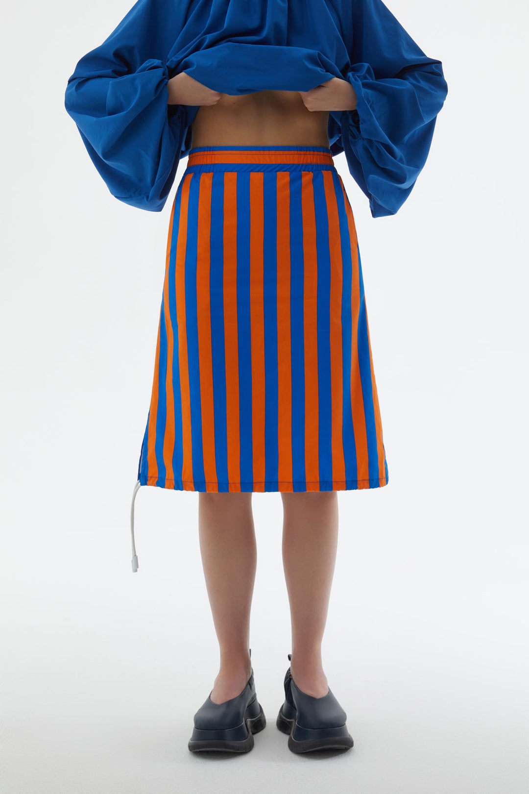 ELASTIC SKIRT WITH ORANGE & BLUE STRIPES - 1