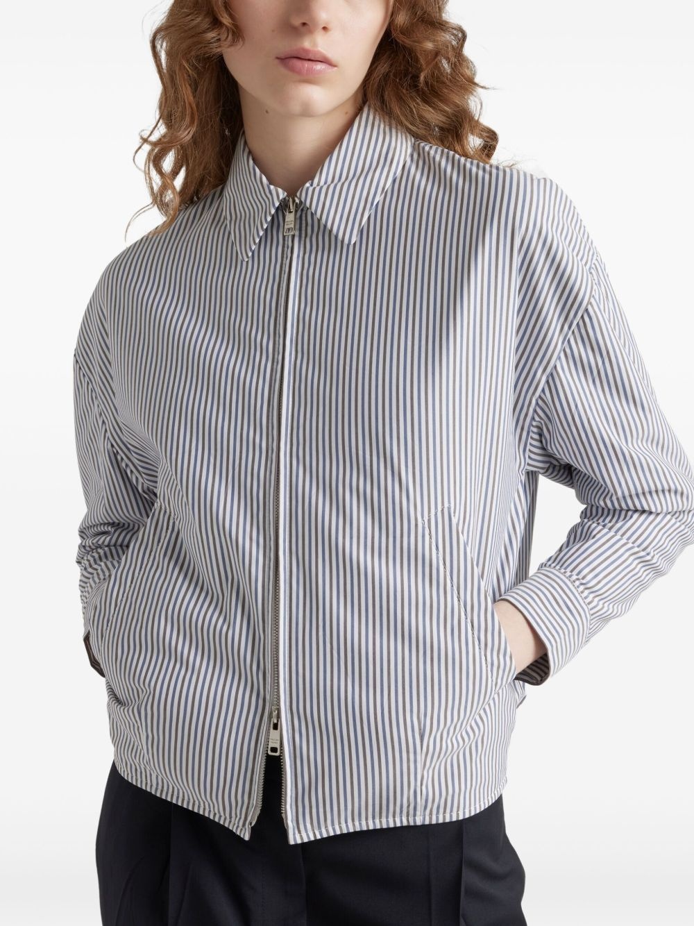 striped poplin blouson jacket - 3
