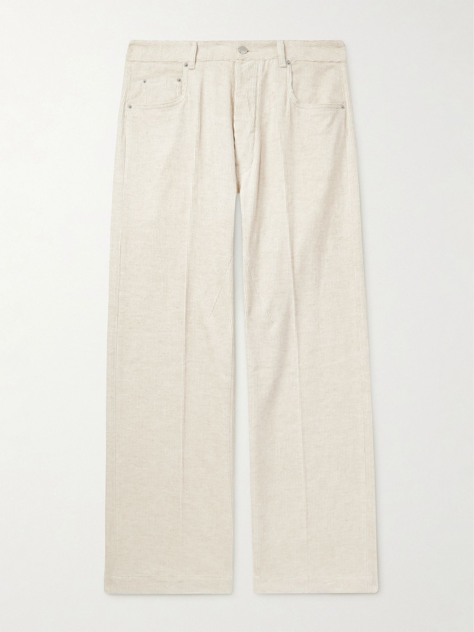 Geth Wide-Leg Cotton and Linen-Blend Corduroy Trousers Off-white - 1