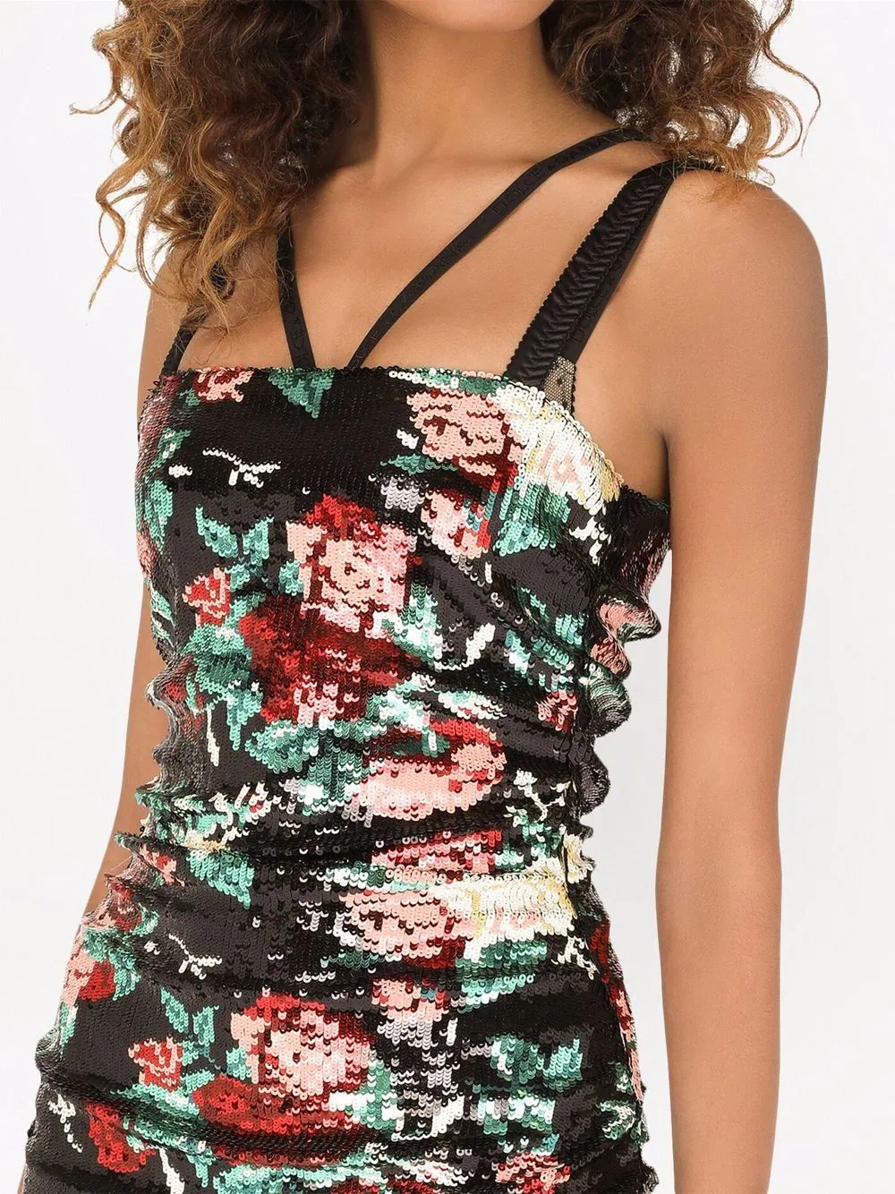 sequinned floral motif mini dress - 5