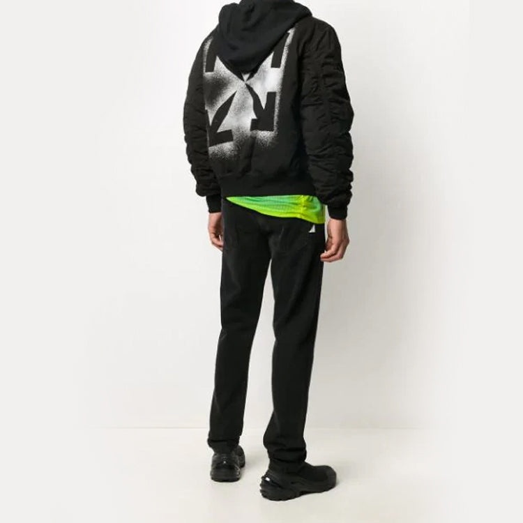 Off-White Stencil Arrows Motif Hooded Bomber Jacket OMEH017E20FAB0011001 - 3