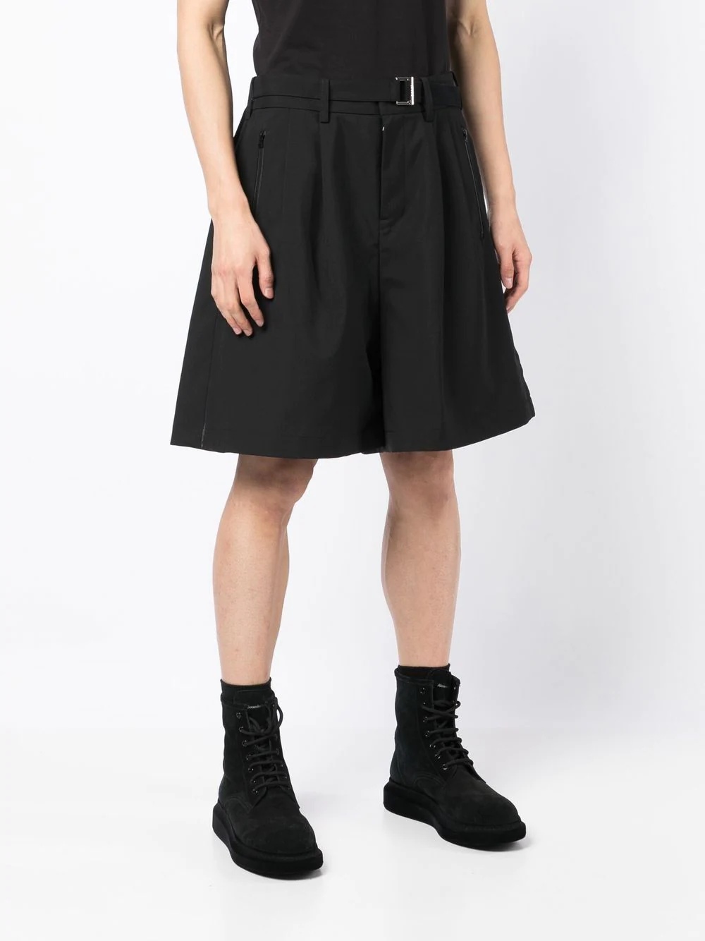 belted knee-length shorts - 3