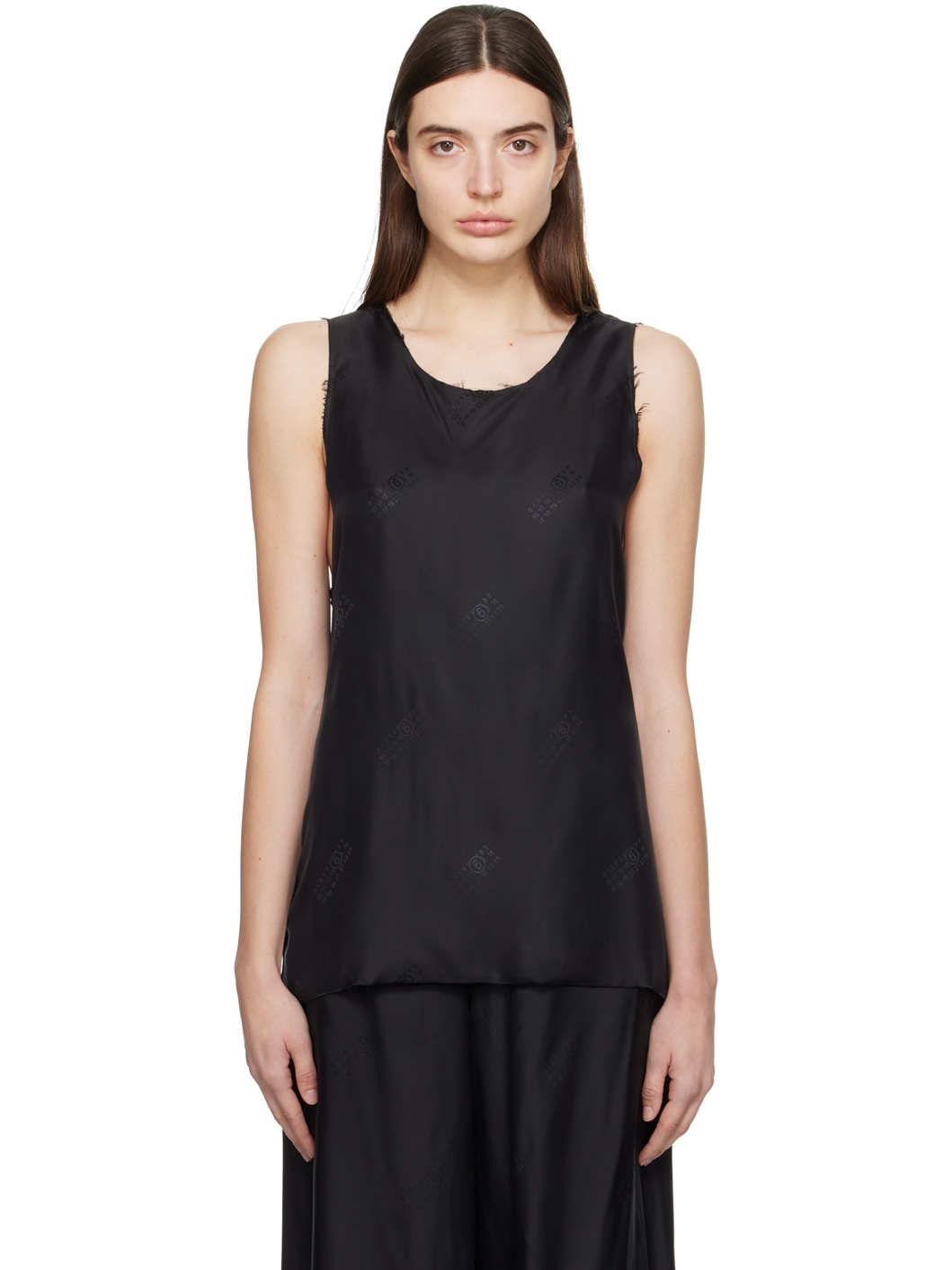 Black Raw Edge Tank Top - 1