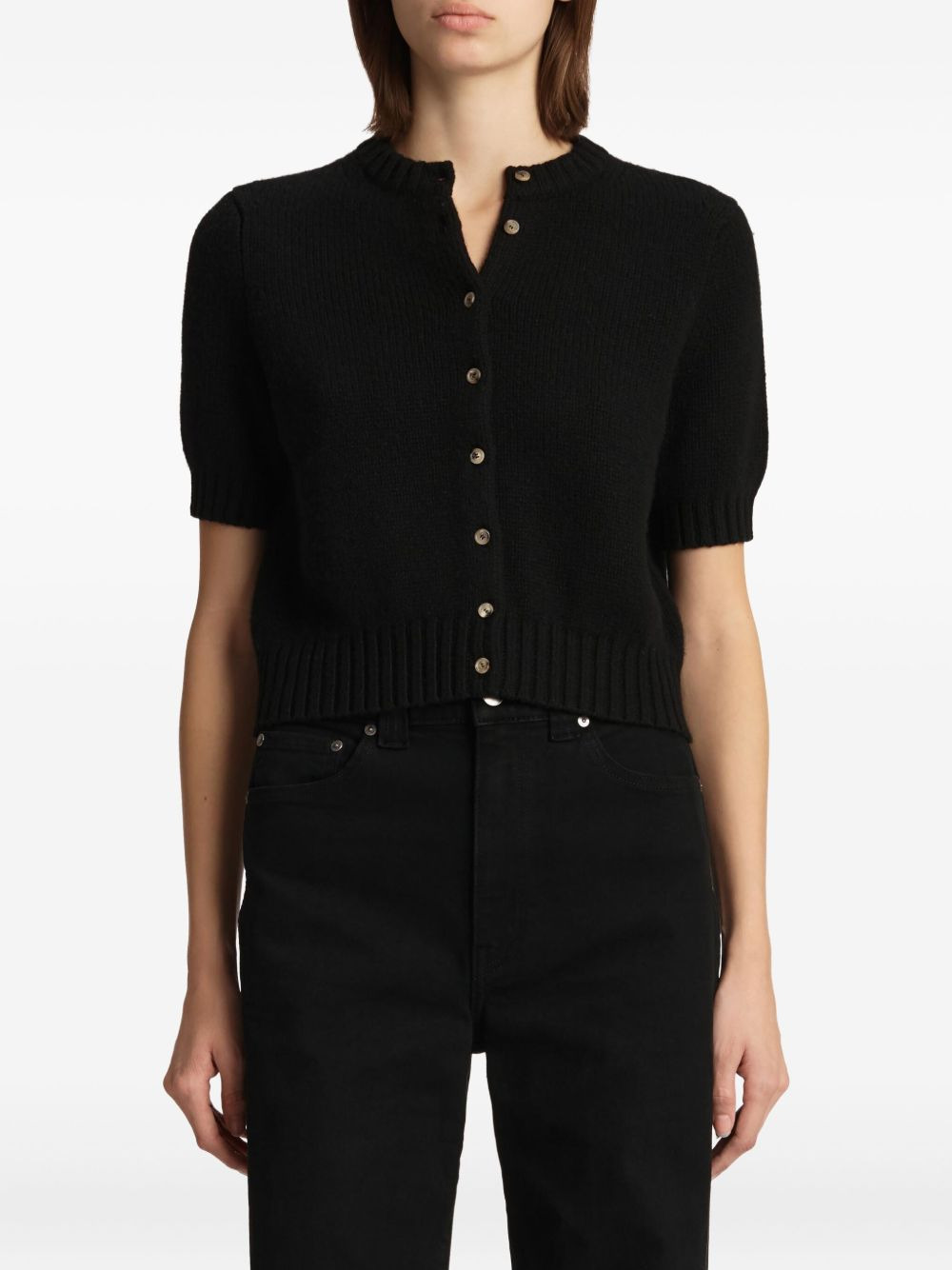 short-sleeve button-up cardigan - 3