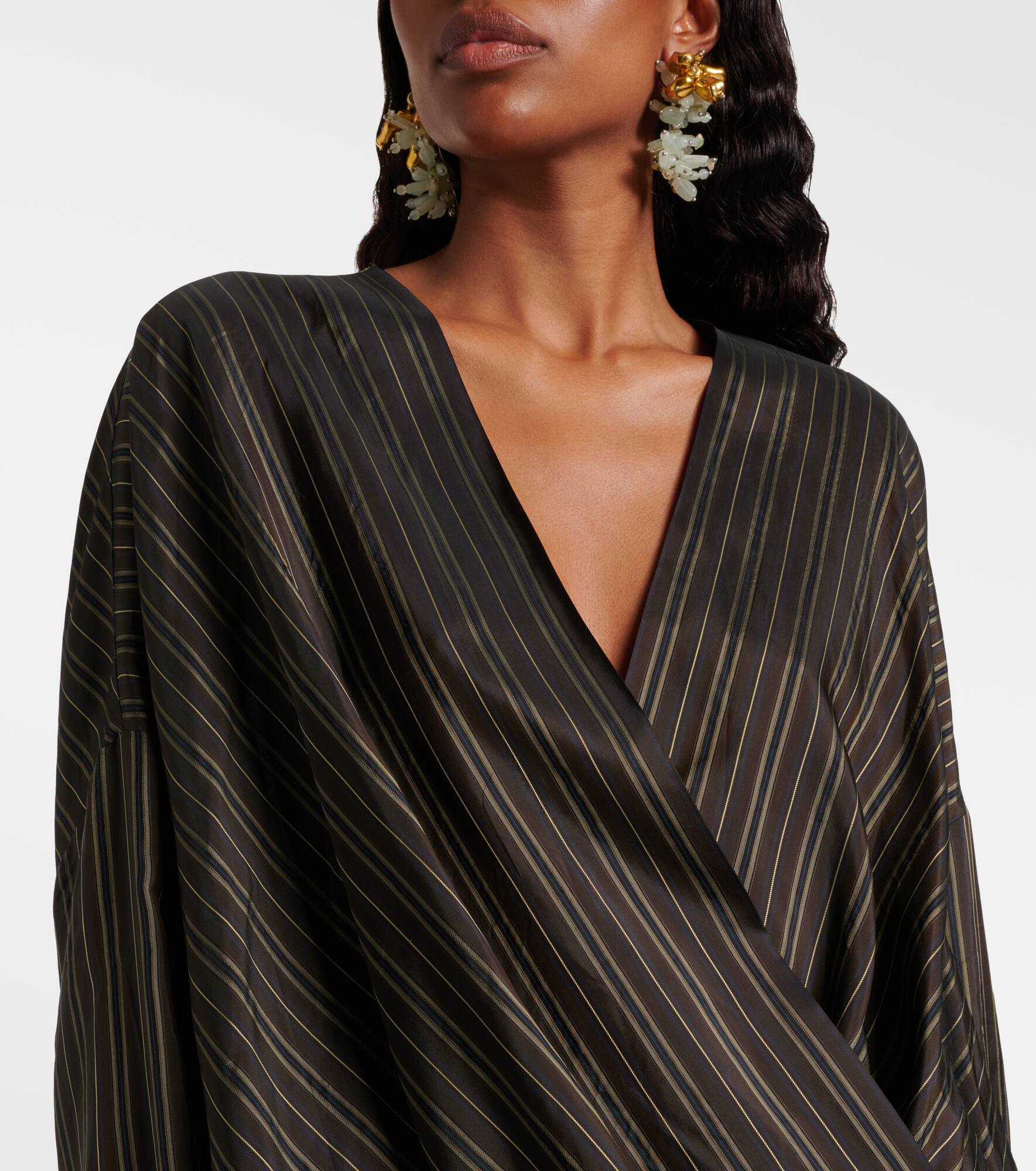 Striped draped wrap top - 4