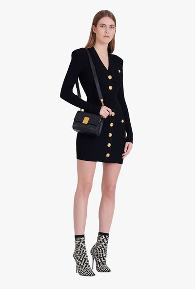 Balmain Short black knit dress with gold-tone buttons outlook