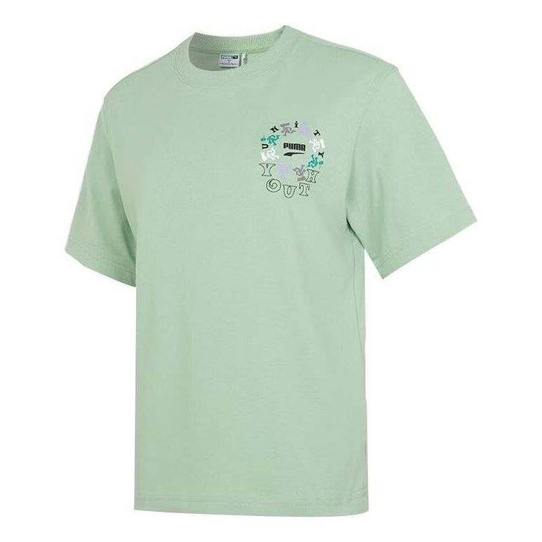 (WMNS) PUMA Youth Logo T-Shirt 'Green' 626119-89 - 1