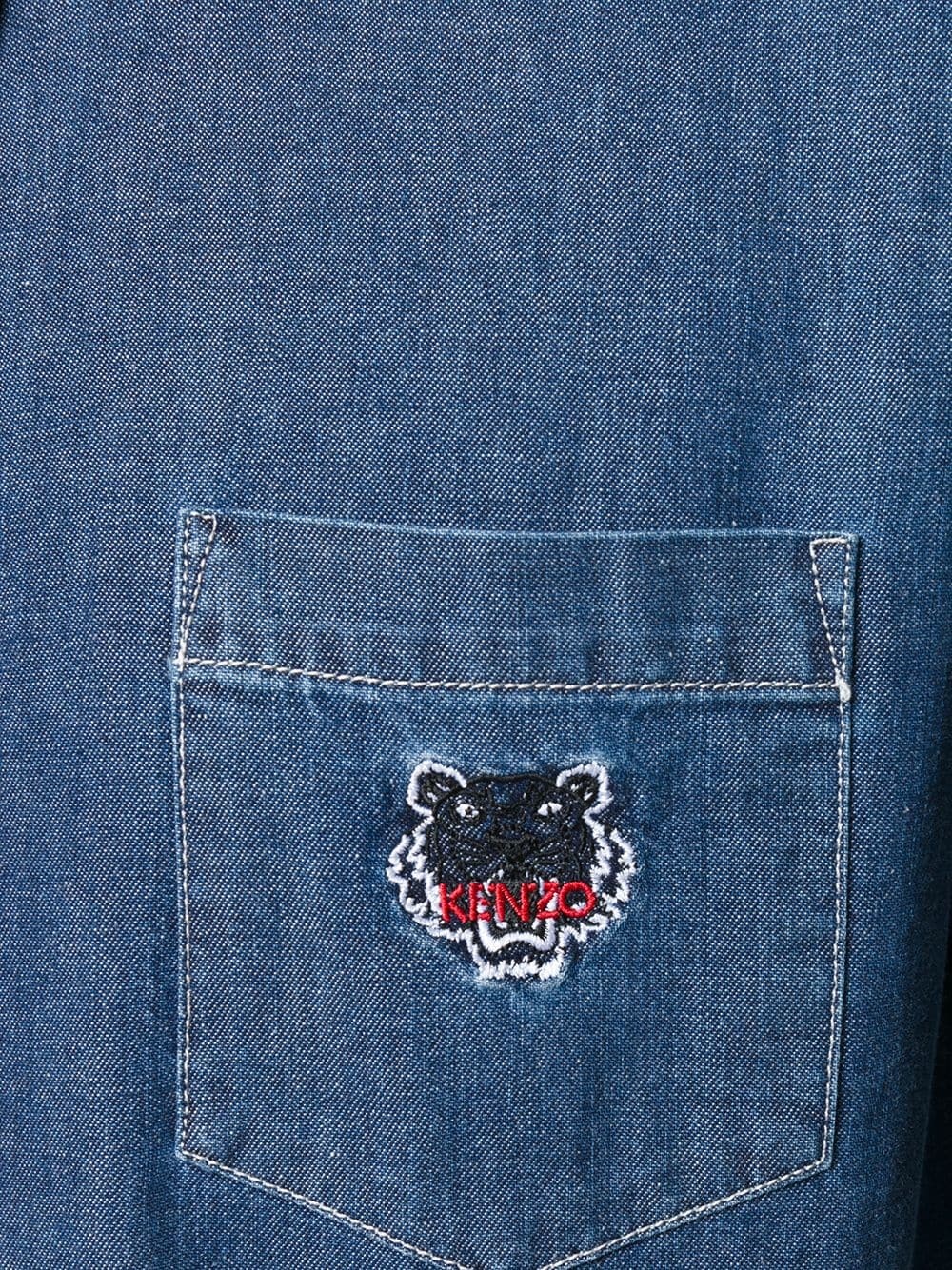 tiger embroidered denim shirt  - 5