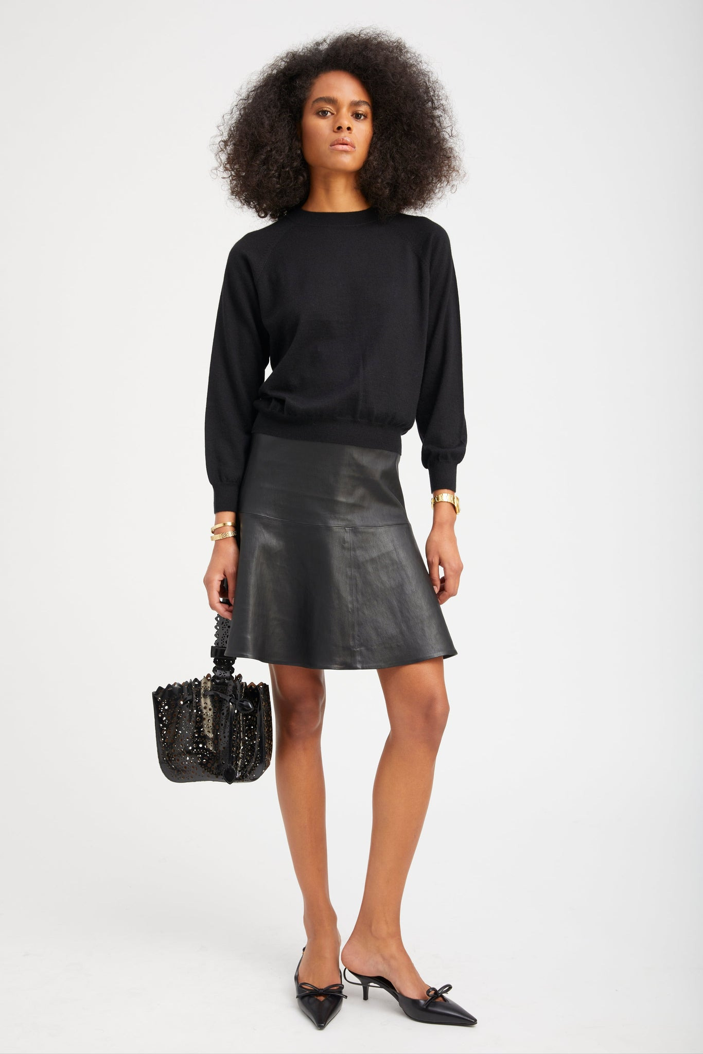 BLACK LEATHER JANE SKIRT - 2