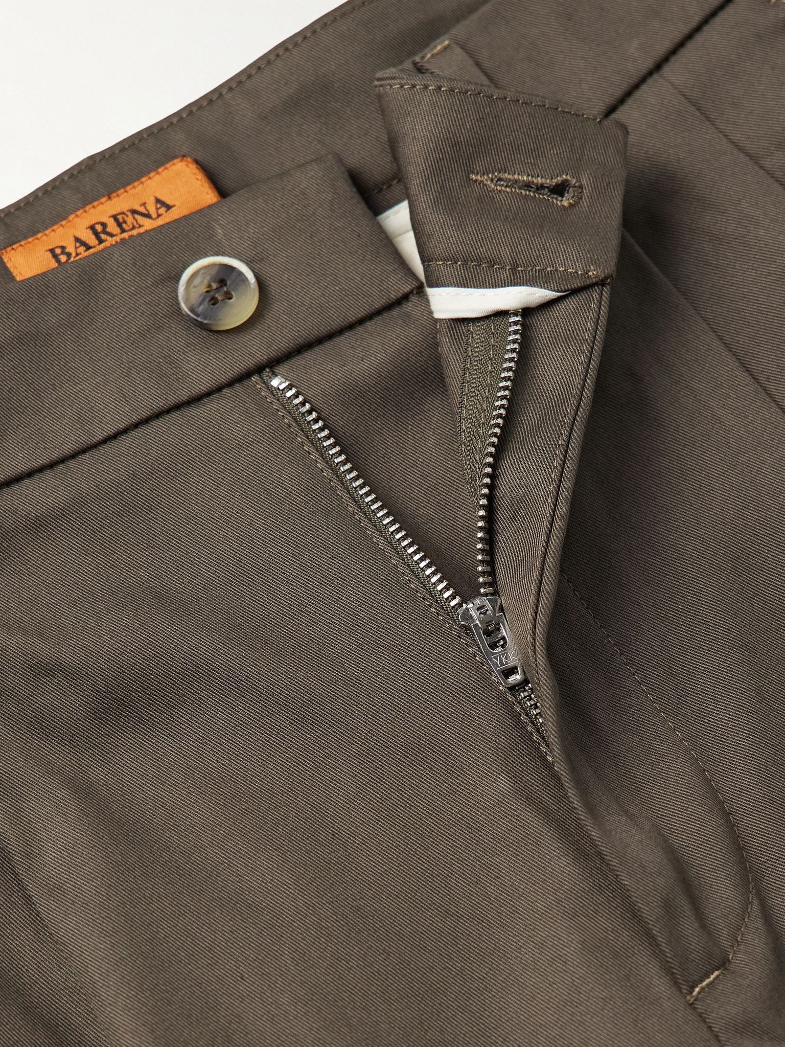 Nerio Straight-Leg Pleated Cotton-Twill Suit Trousers Green - 6