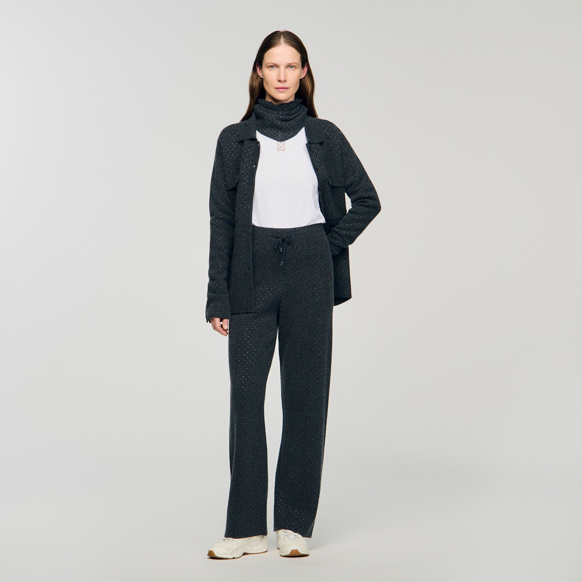 KNIT RHINESTONE-COVERED PANTS - 1