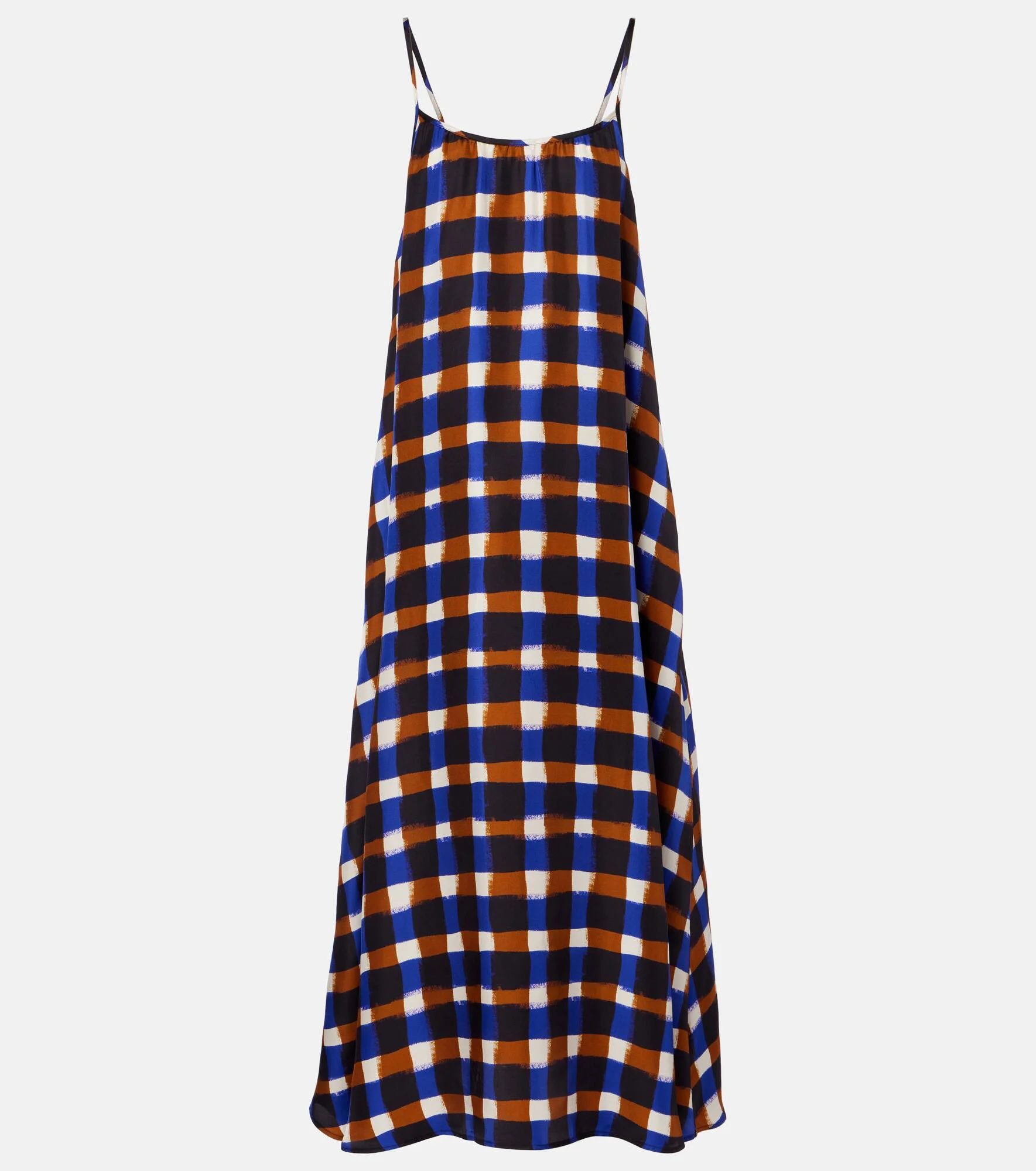 Napoli checked silk twill maxi dress - 1