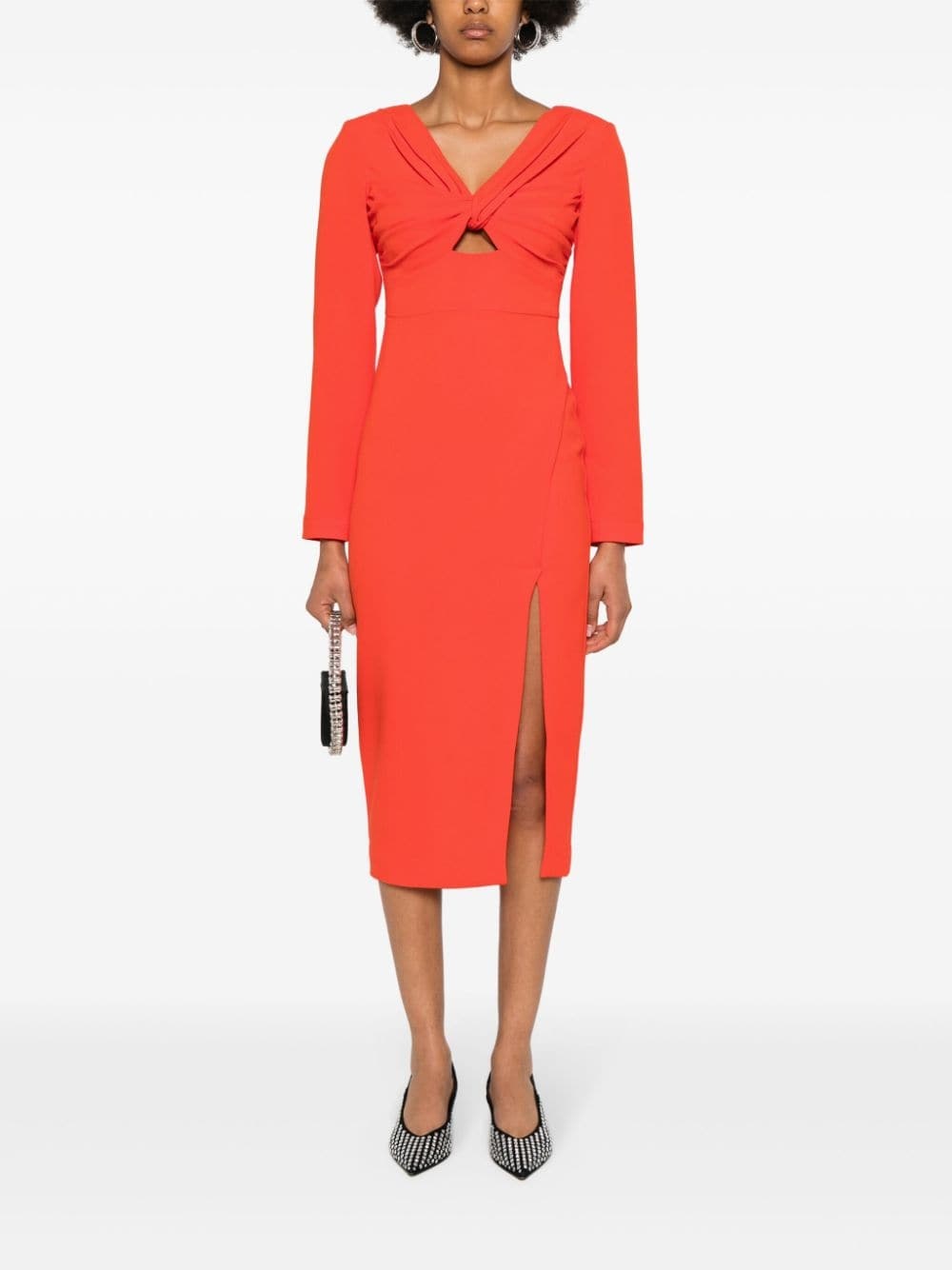 twist-detail crepe midi dress - 2
