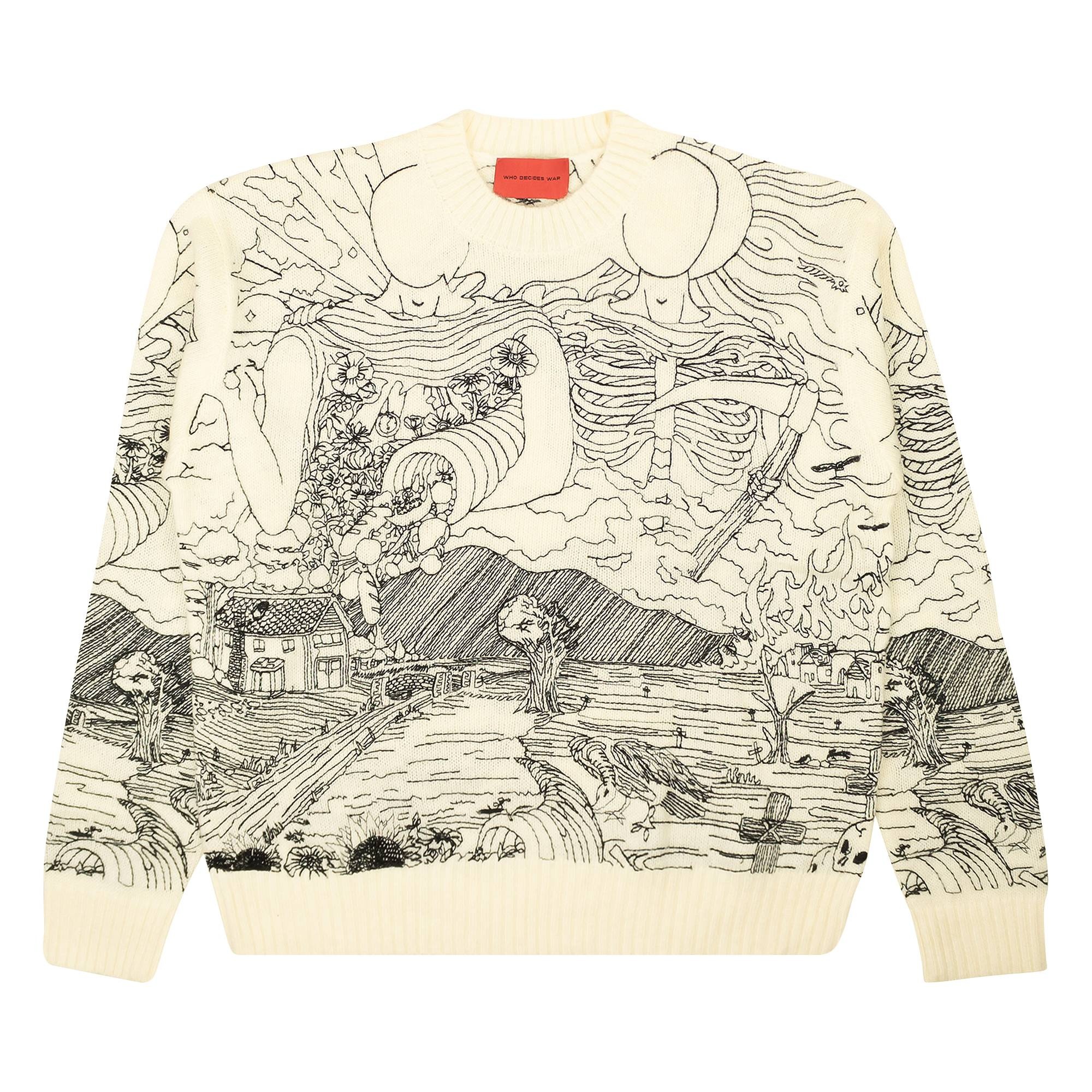 Who Decides War Duality Knit Crewneck Sweater 'White' - 1