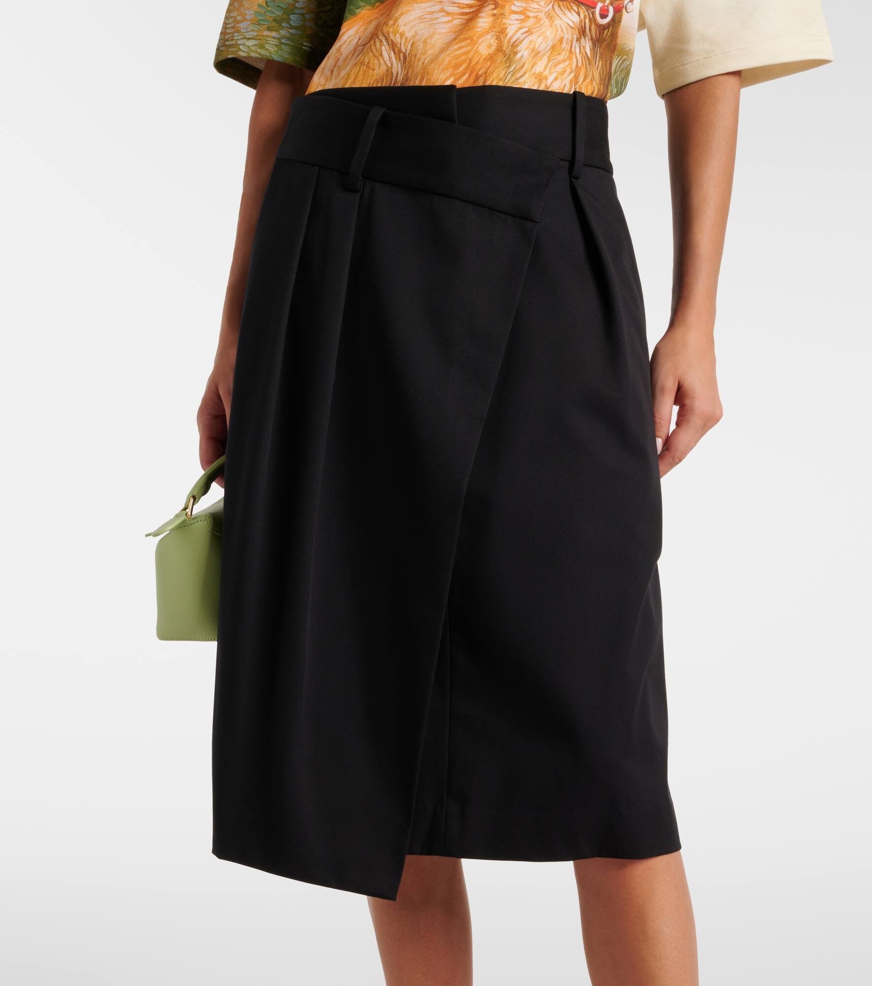 Wrap cotton and silk midi skirt - 4