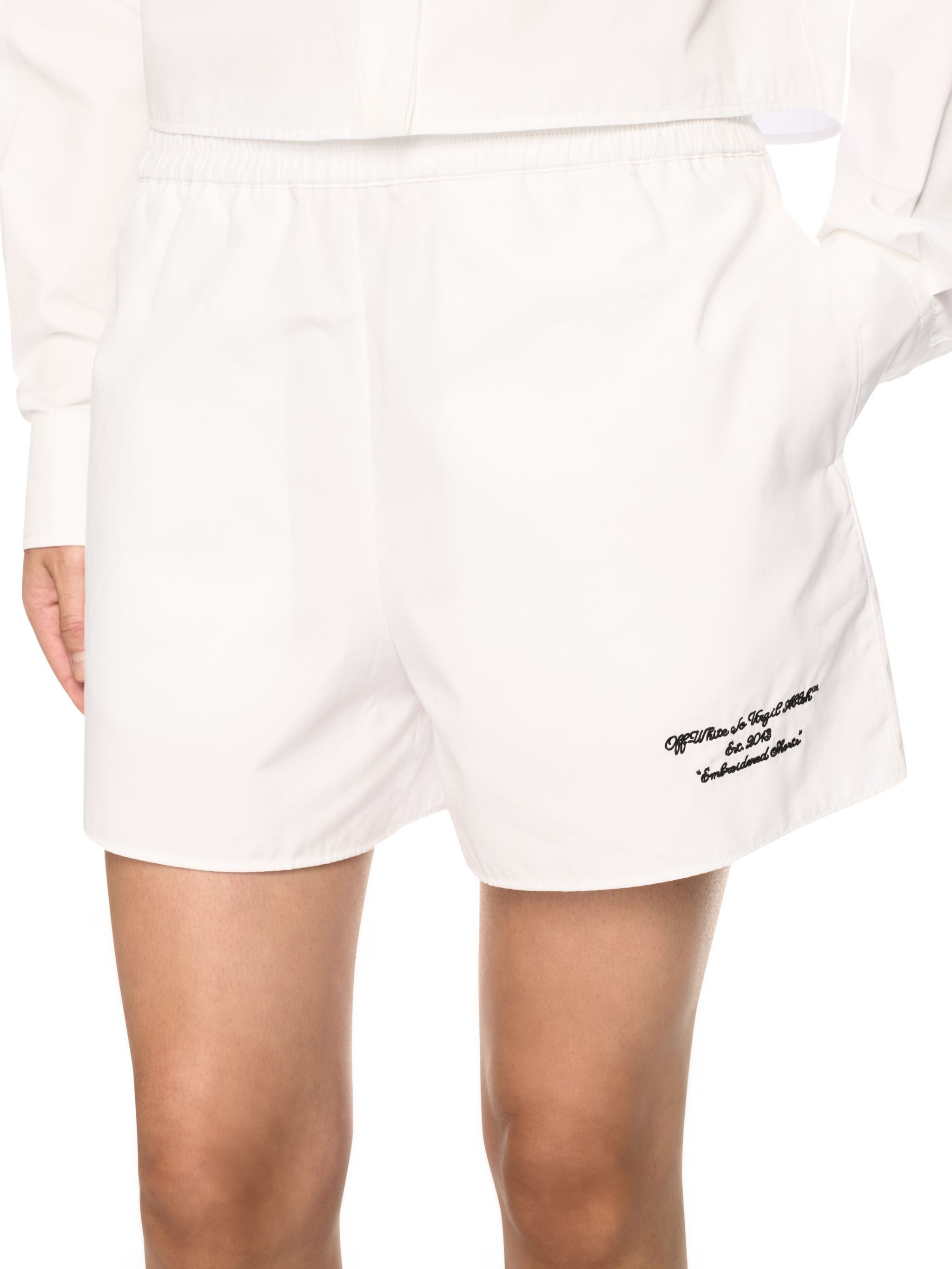 White Poplin Shorts - 5