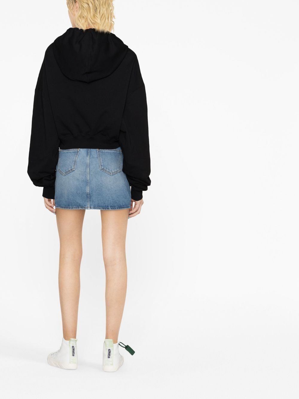 high-waisted mini denim skirt - 4