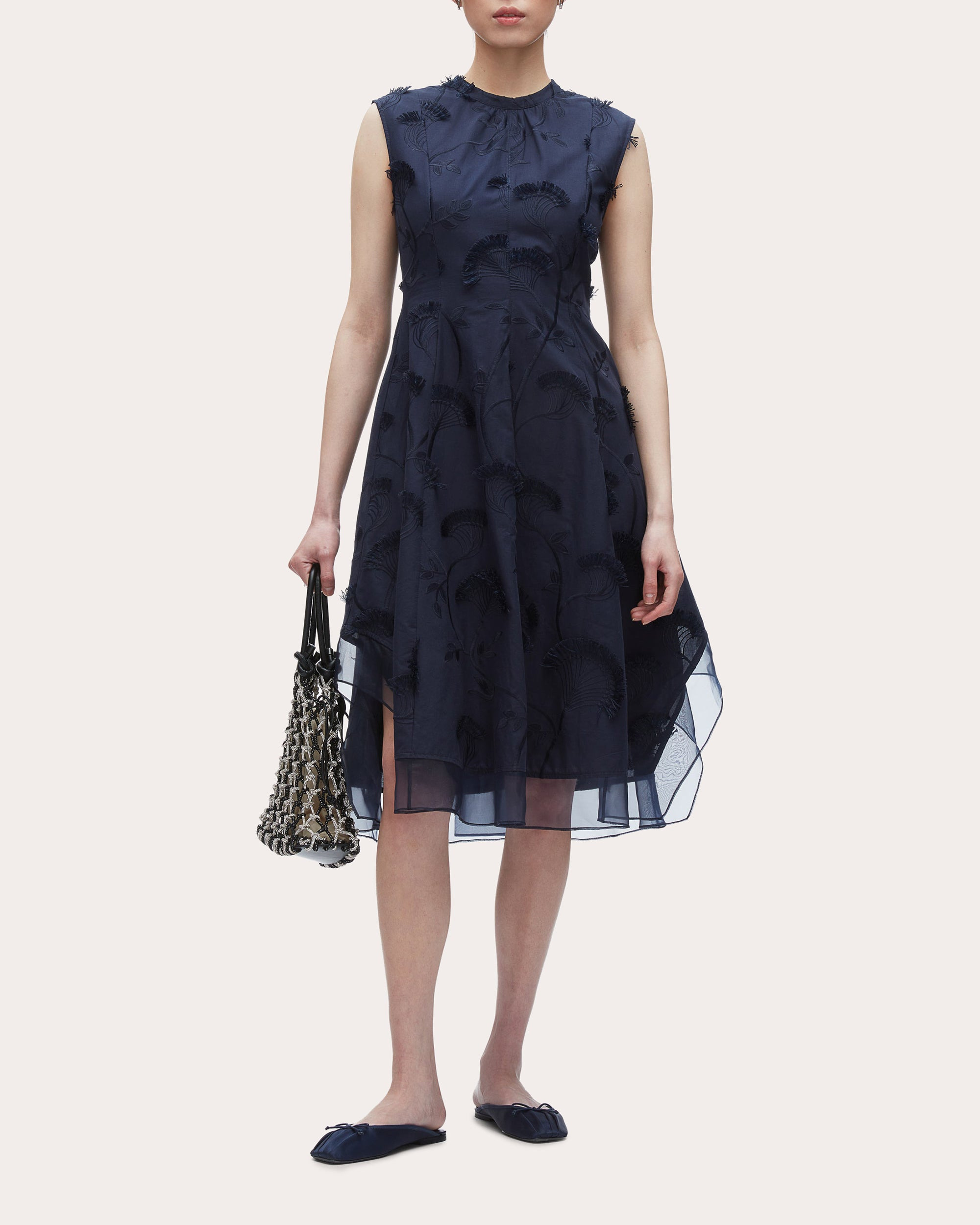 Floral Fil-Coupé Cotton Organza Midi Dress - 5