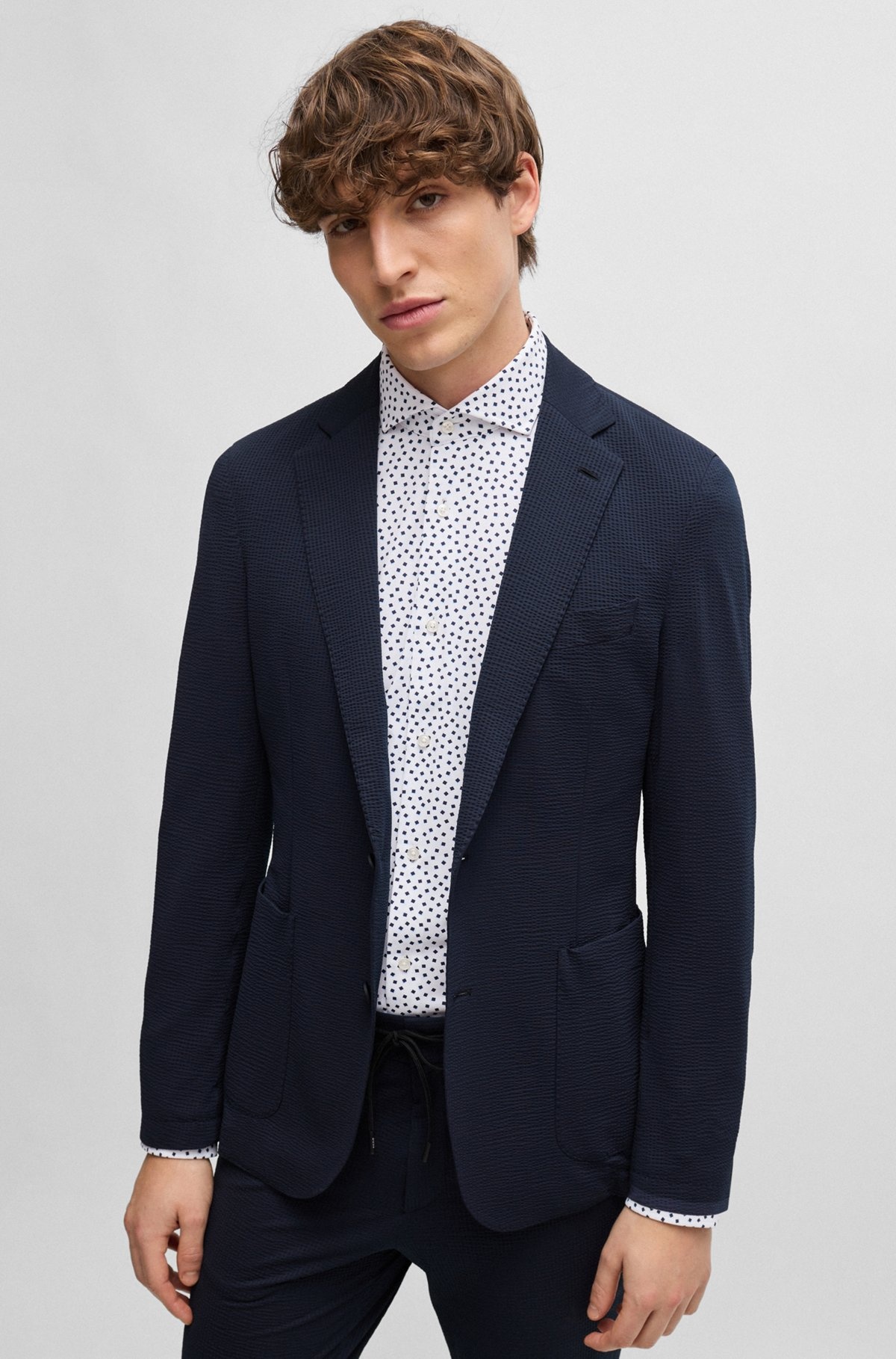 SLIM-FIT SHIRT IN PRINTED PERFORMANCE-STRETCH FABRIC - 6