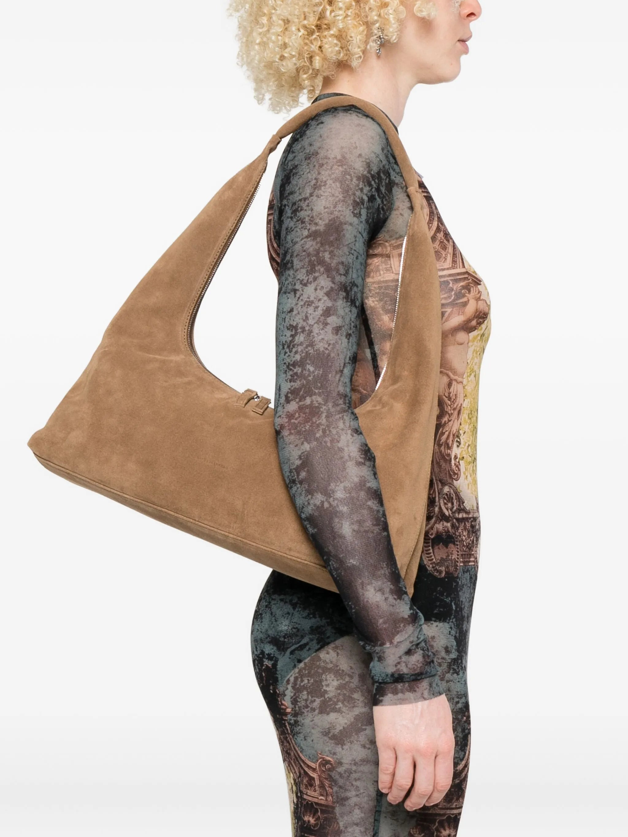 Margesherwood Medium Debossed-logo Suede Shoulder Bag - 4