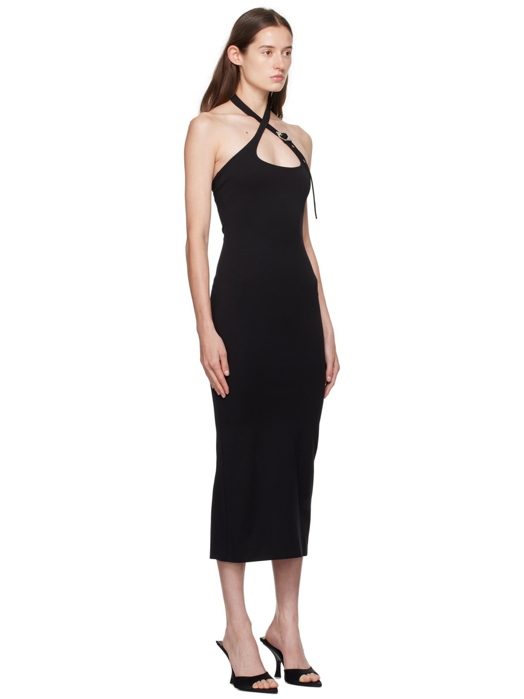 Black Halter Neck Midi Dress - 2