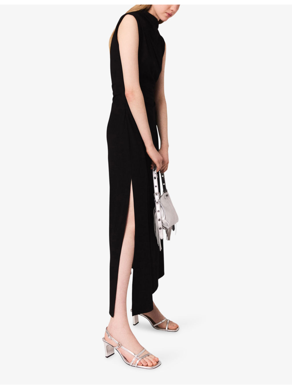 Cutout-Waist High-Neck Stretch-Woven Maxi Dress - 3