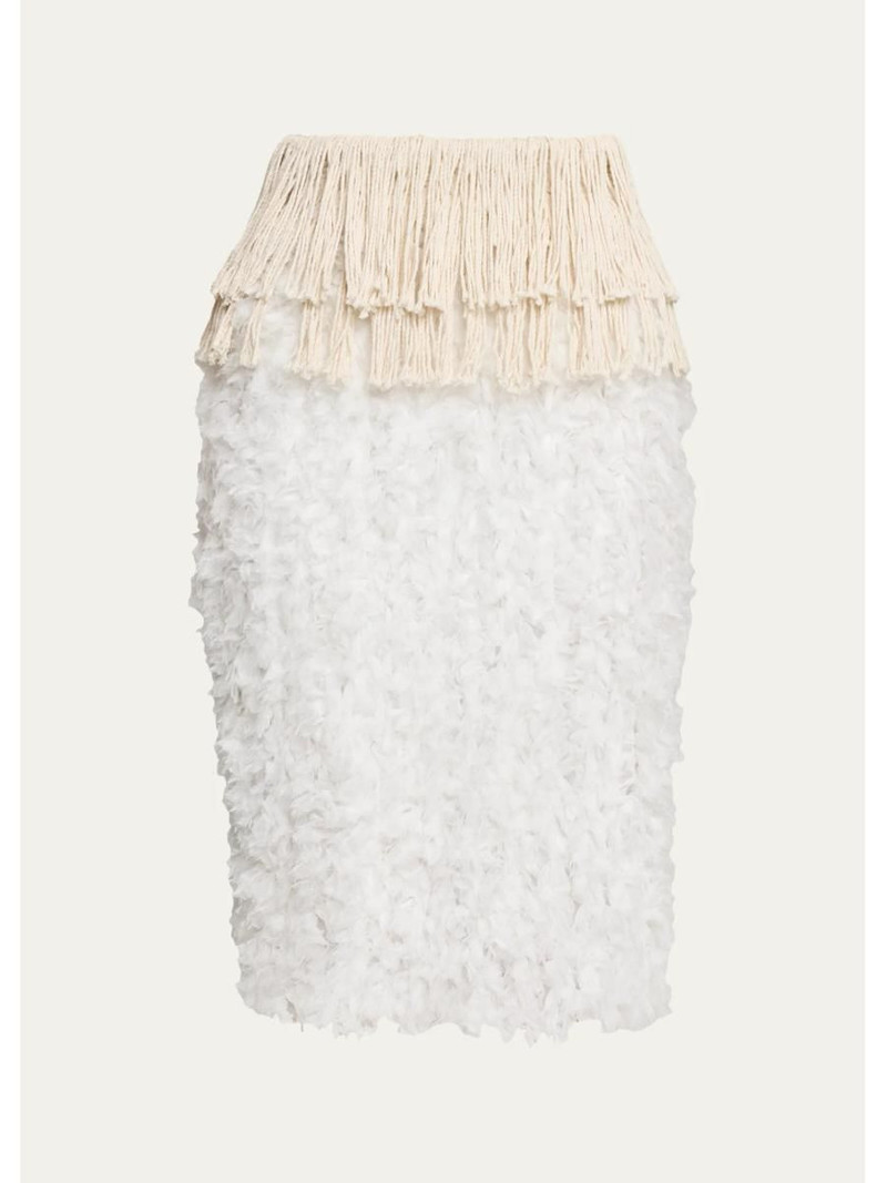 Bambola Fringed Chiffon Pencil Skirt 1