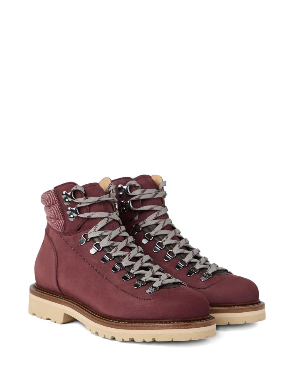 lace-up herringbone-detail boots - 2