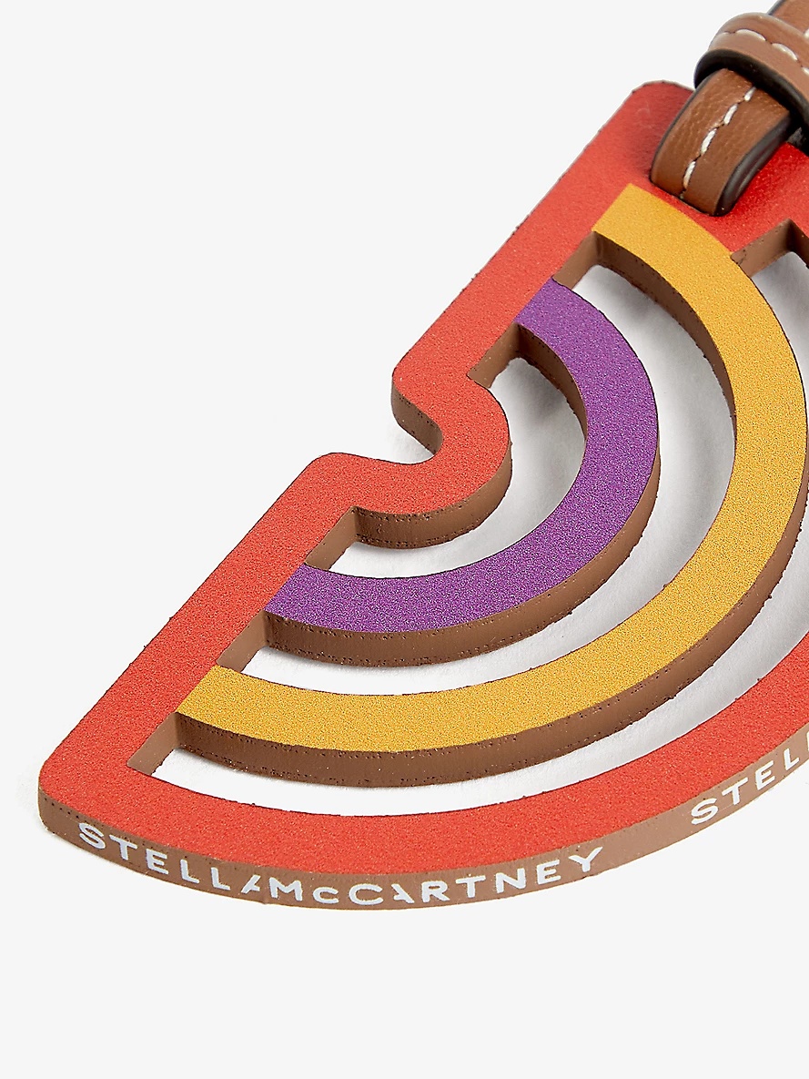 Rainbow logo-pattern faux-leather keyring - 2