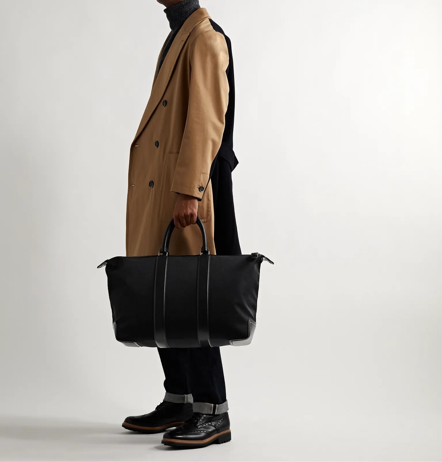 Leather-Trimmed Nylon-Twill Holdall - 2