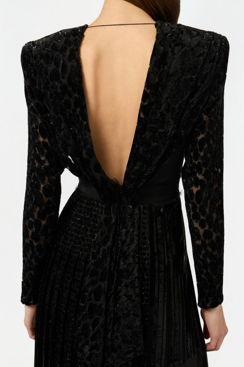 Black Velvet Devore Midi Dress 6