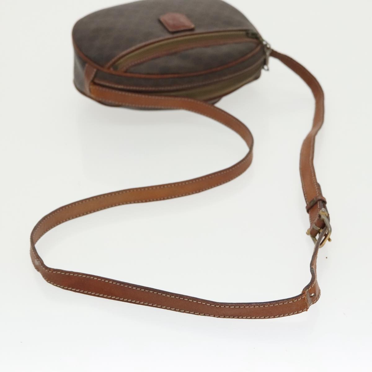 CELINE Macadam Canvas Shoulder Bag Pvc Leather Brown Gold - 7