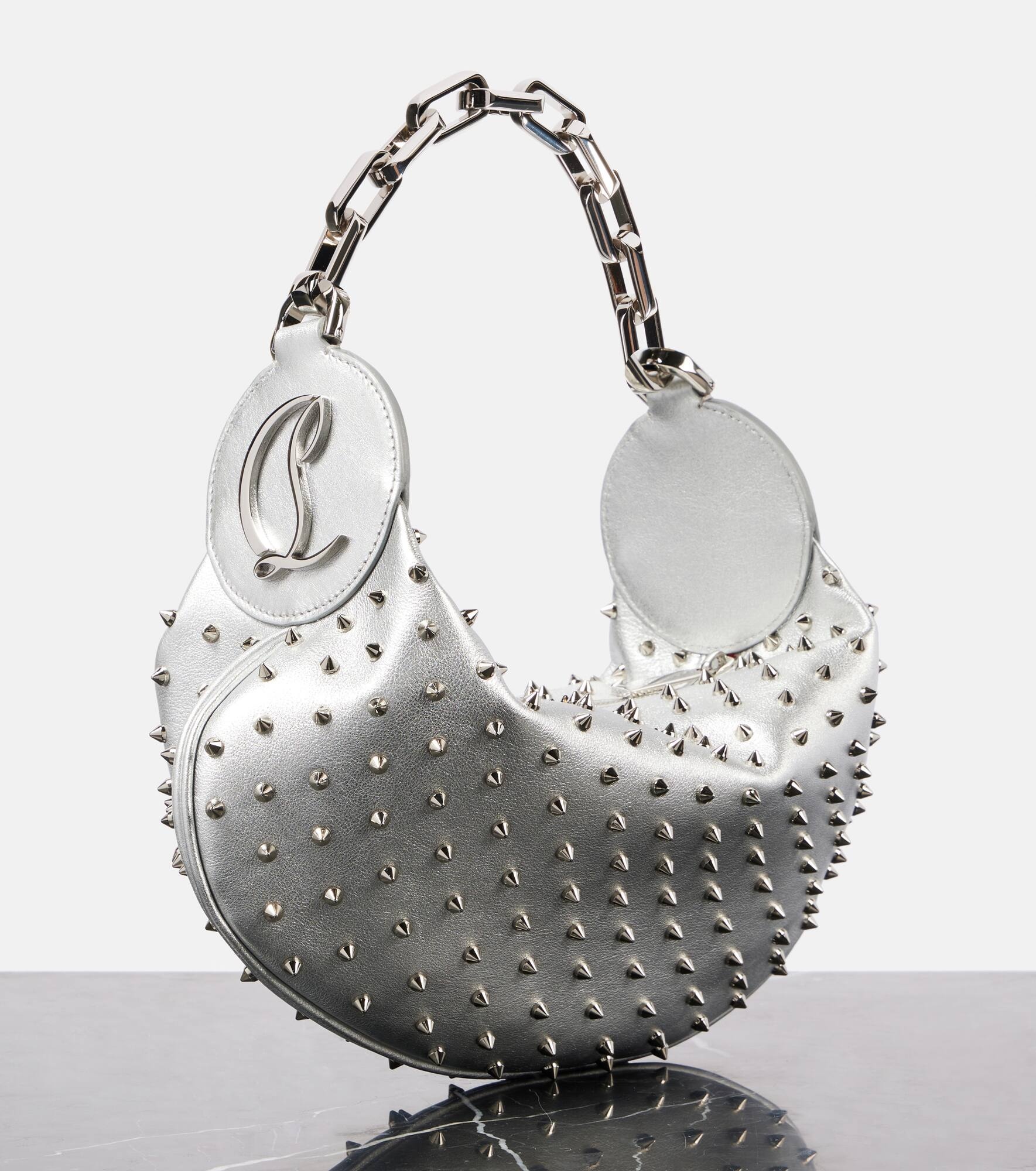 Le 54 spiked metallic leather shoulder bag - 4